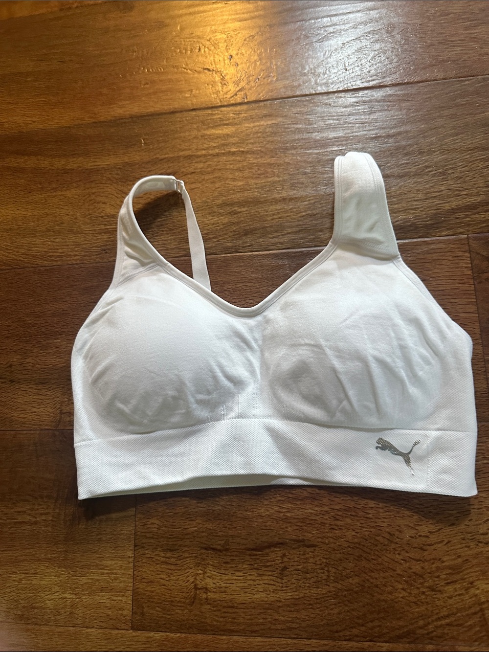 Puma White High-Impact Padded Sports Bra with Supportive Band NWOT